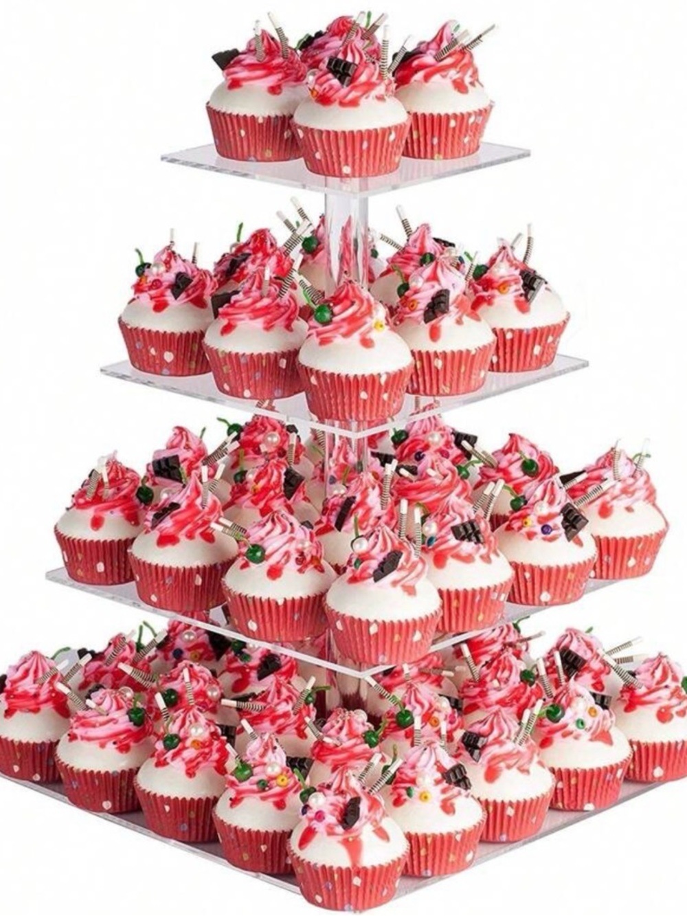 Clear Acrylic 4-Tier Cupcake Stand - Cupcake Display